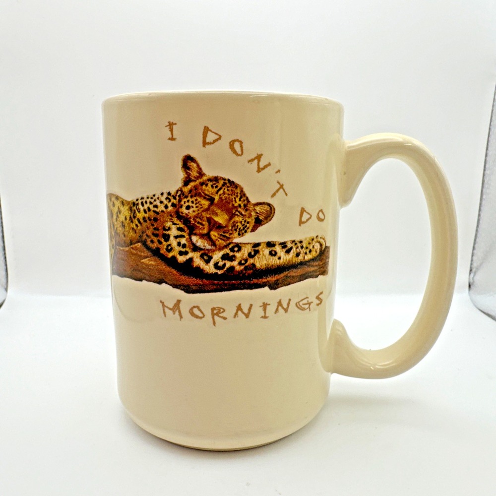 Disney's Animal‎ Kingdom Coffee Mug "I don't do mornings" Leopard Paw Prints